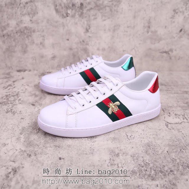 GUCCI男鞋 古奇小蜜蜂經典頂級版 Gucci小白鞋 情侶款 古馳Ace Sneakers小白鞋  hdnx1201